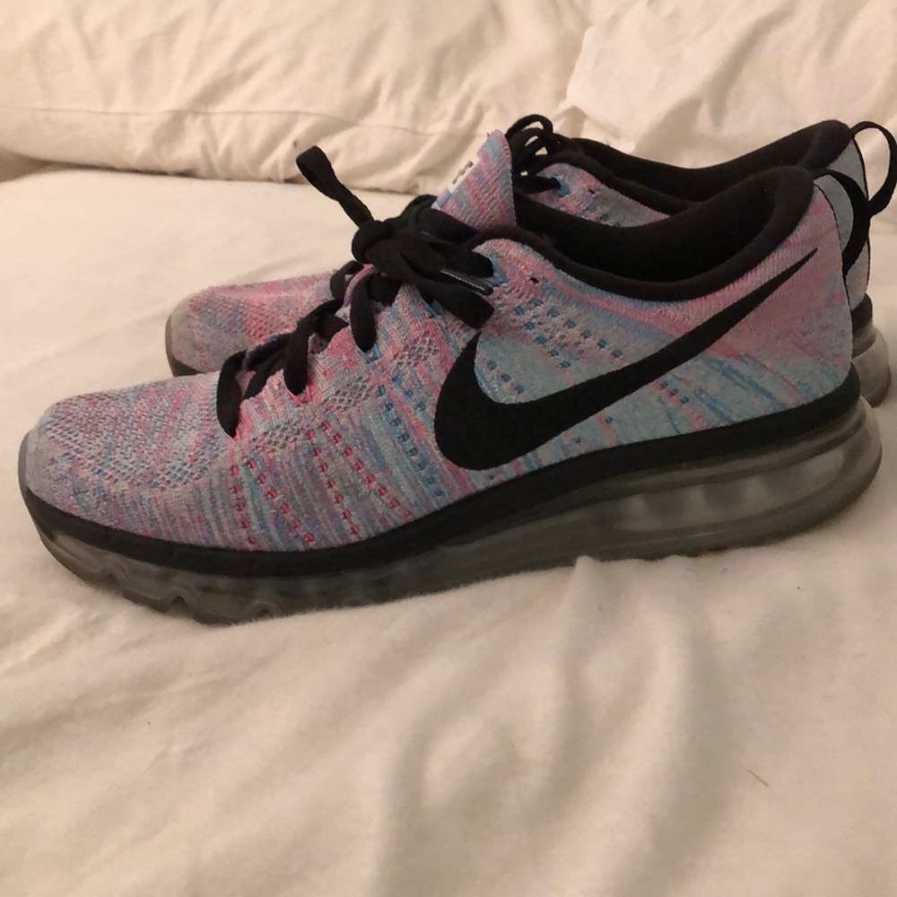 nike flynit purple and blue sneakers